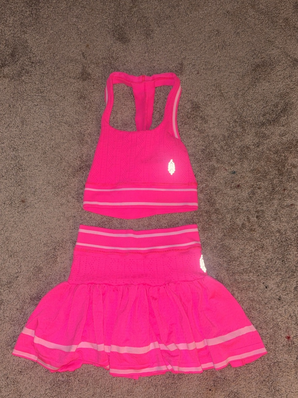 FP Movement by Free People Neon Pink Knit Mini Skirt Set